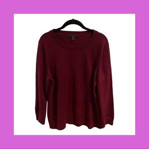 J.Crew Burgundy 100% Merino Wool Crewneck Sweater